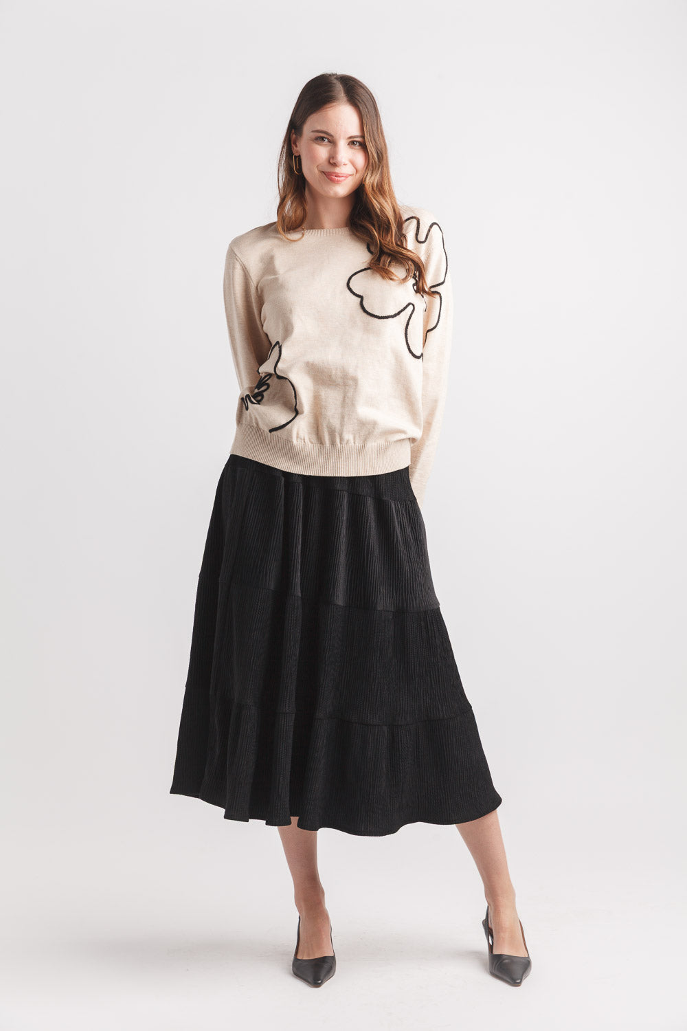 Petal Perfect 3D Floral Knit Sweater