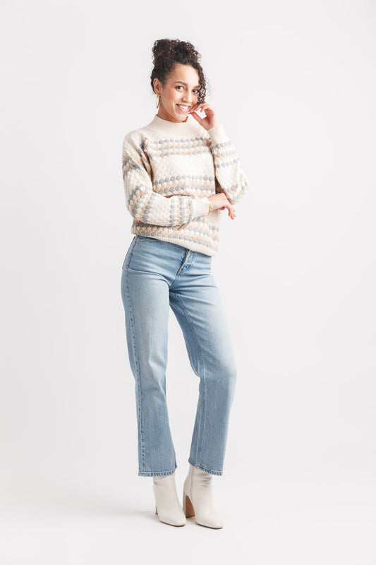 Snowfall Chic Textured Mock Neck Sweater