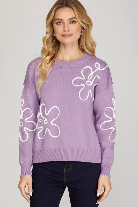 Floral Rope Pattern Sweater