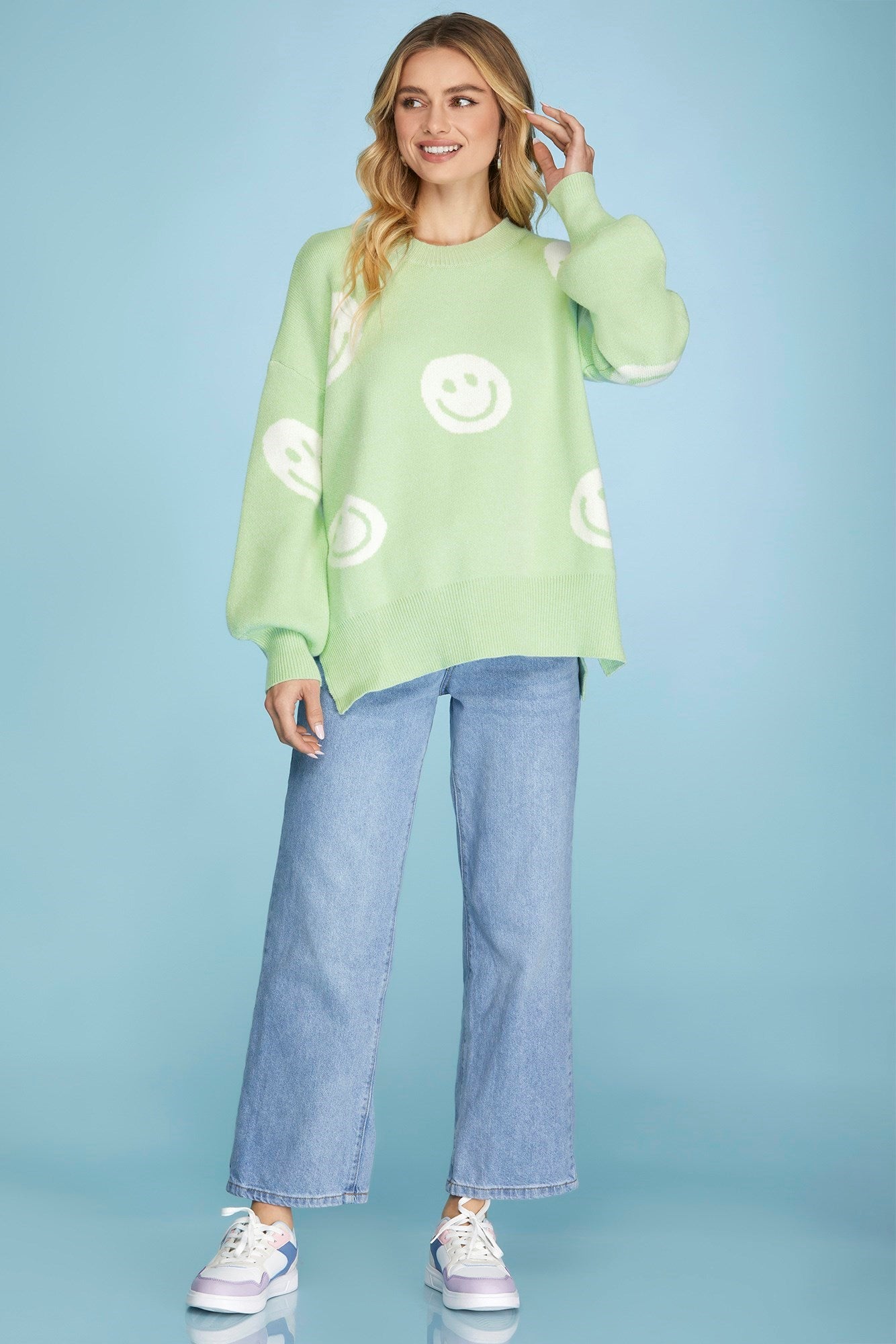 Smiley Face Pattern Sweater