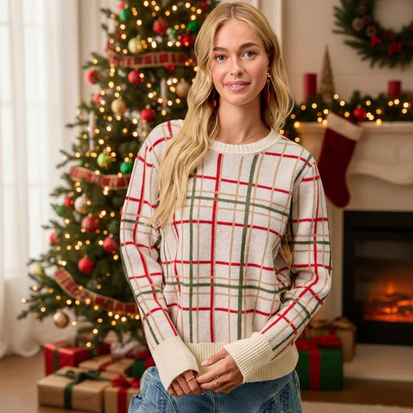 Merry & Bright Plaid Sweater