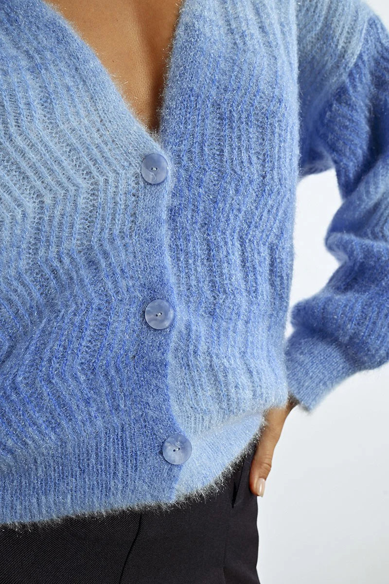 Tie Dye Pointelle Knit Cardigan Sweater Pizzazz Beloit