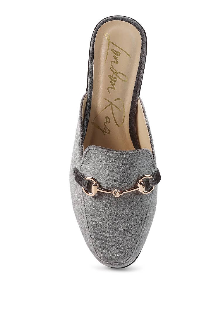 Velvet Buckled Flat Mules Pizzazz Beloit