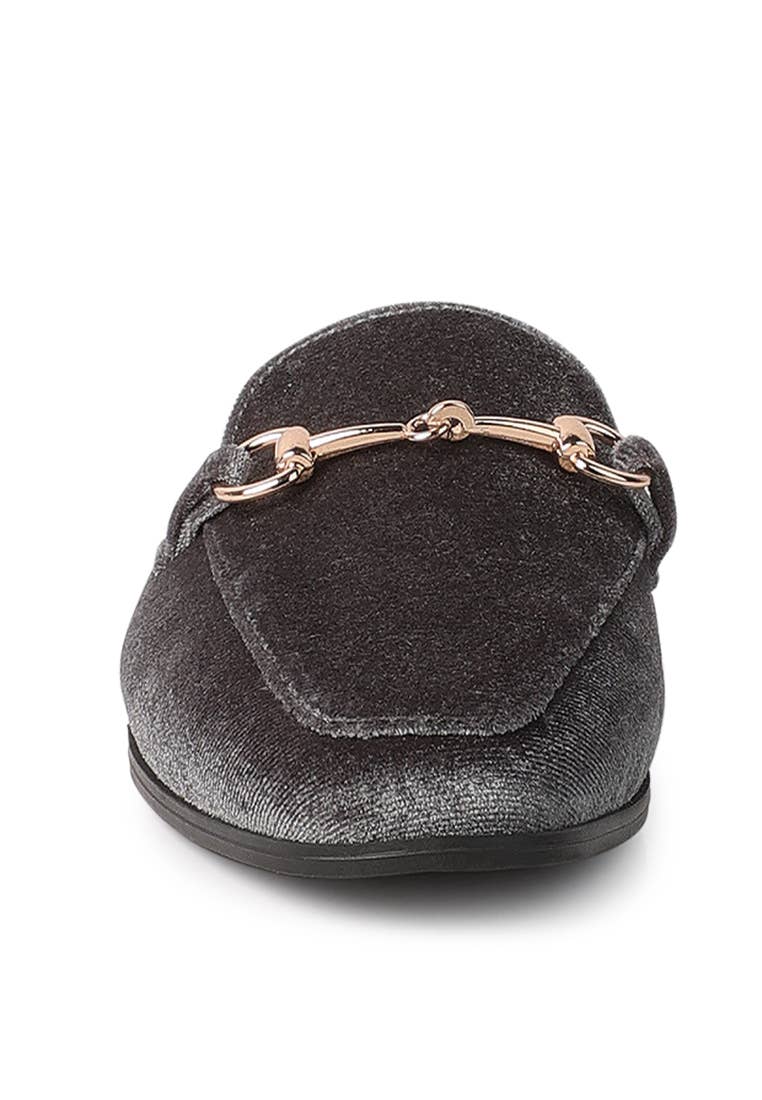 Velvet Buckled Flat Mules Pizzazz Beloit