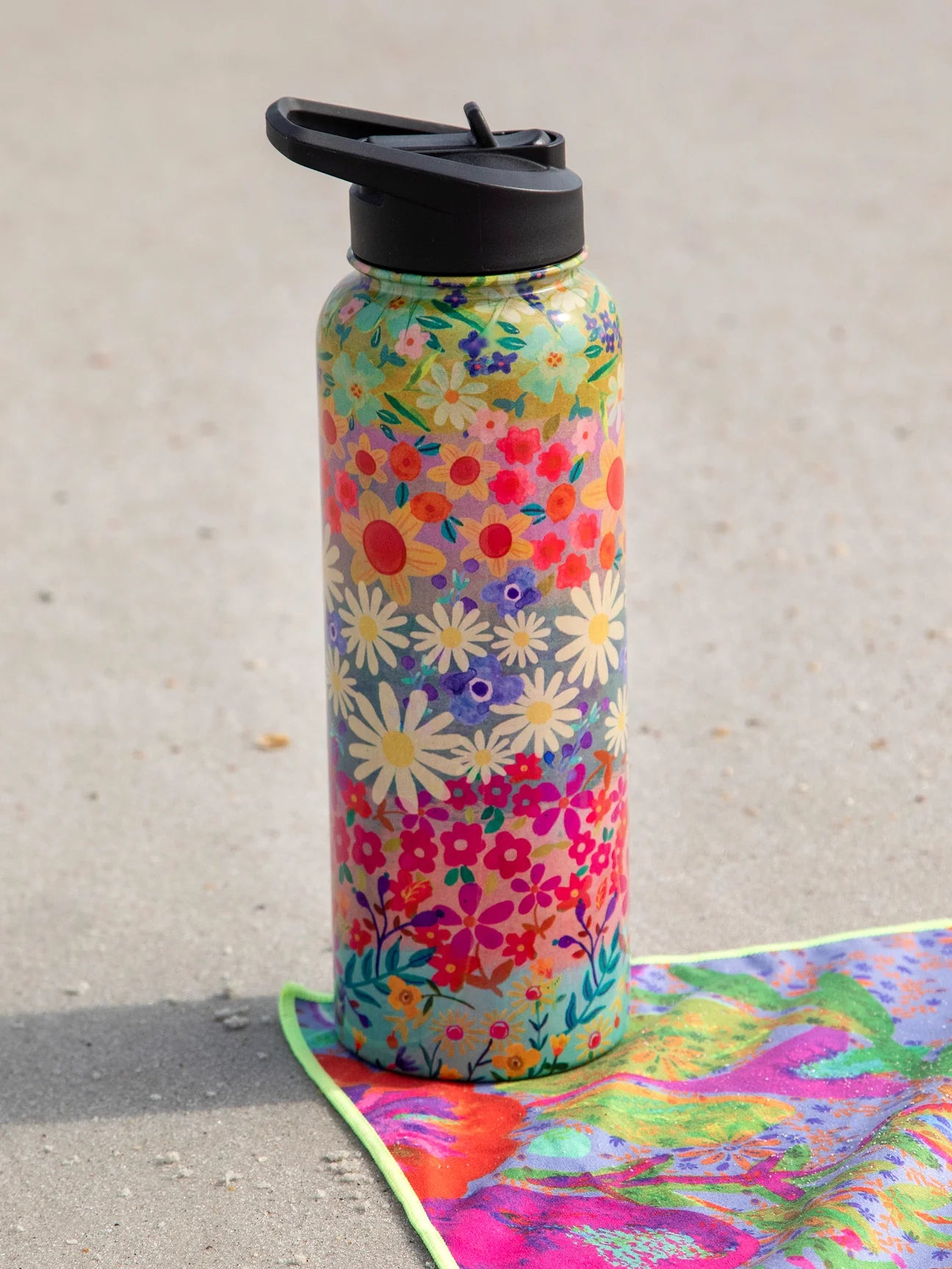 Wildflower Border XL Stainless Steel Water Bottle