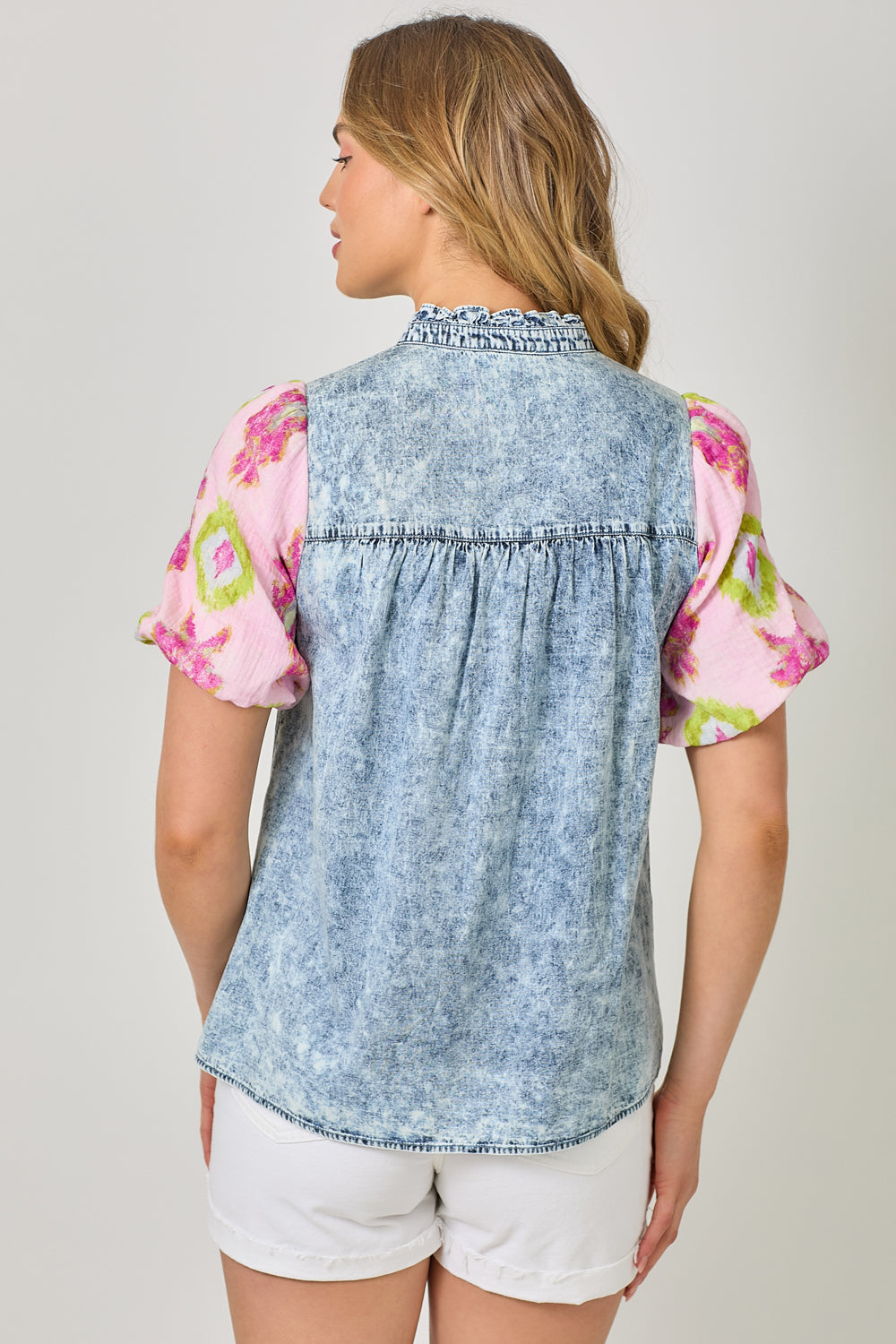 Mixed Media Peasant Blouse Back View Pizzazz Beloit