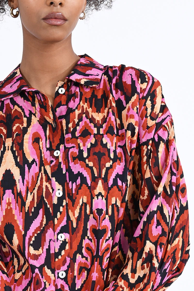 Oversized Bright Button Up Shirt