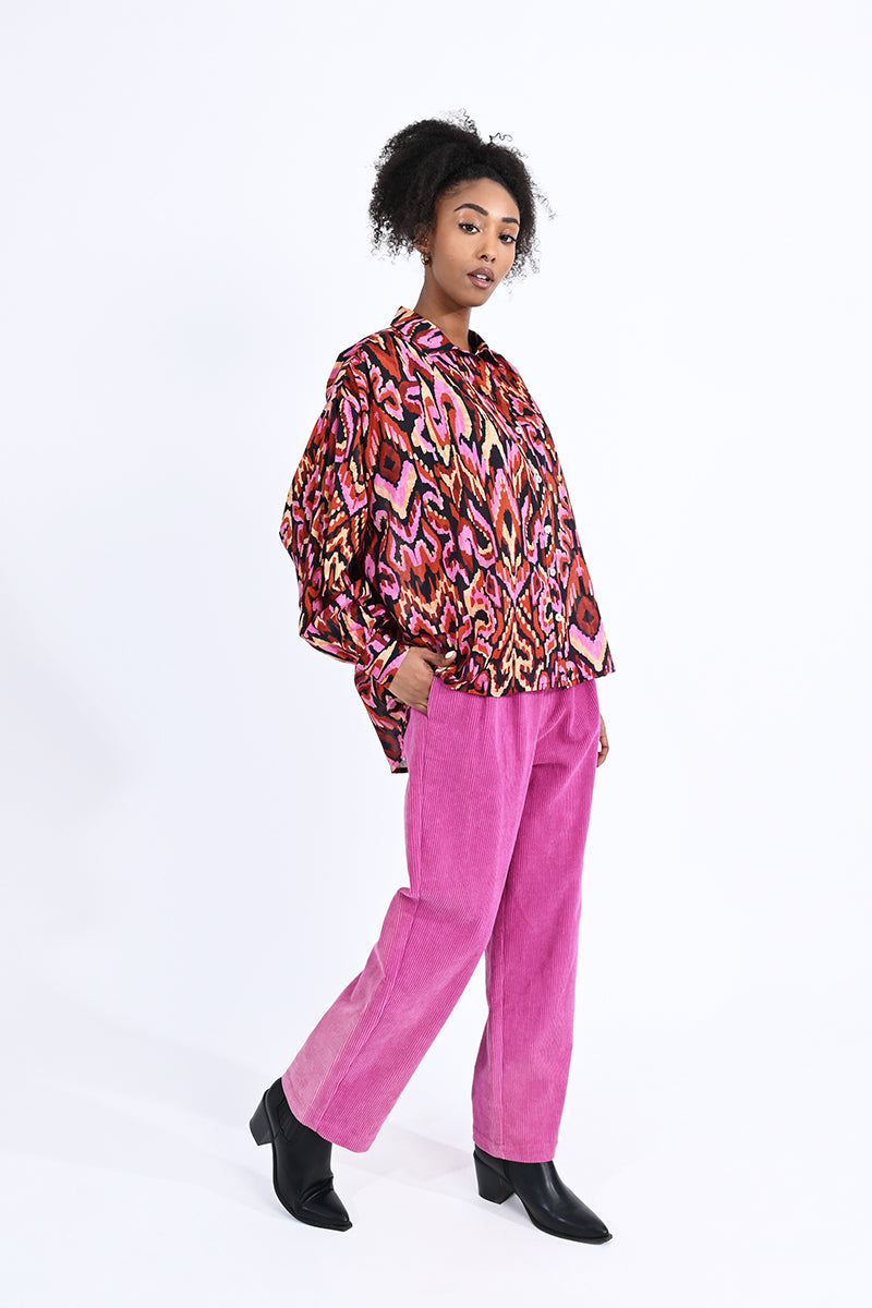Oversized Bright Button Up Shirt