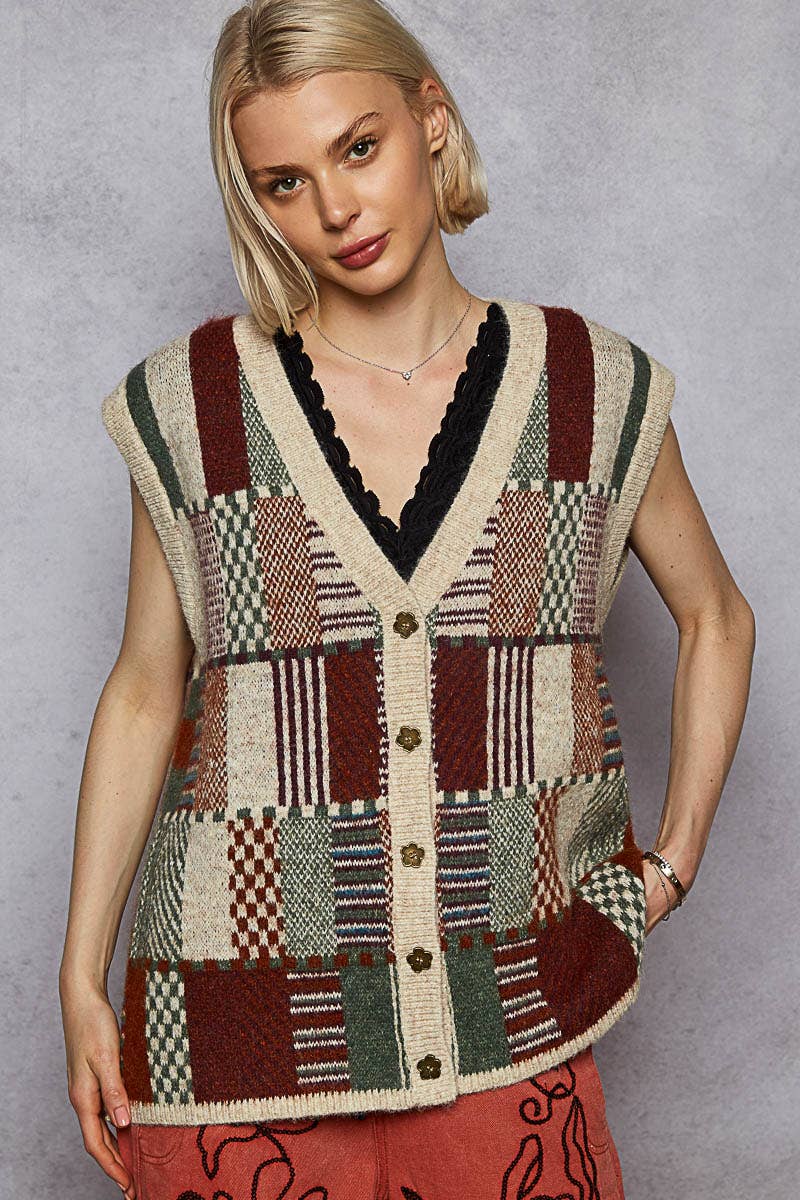 Colorblock Charm V-Neck Sweater Tank