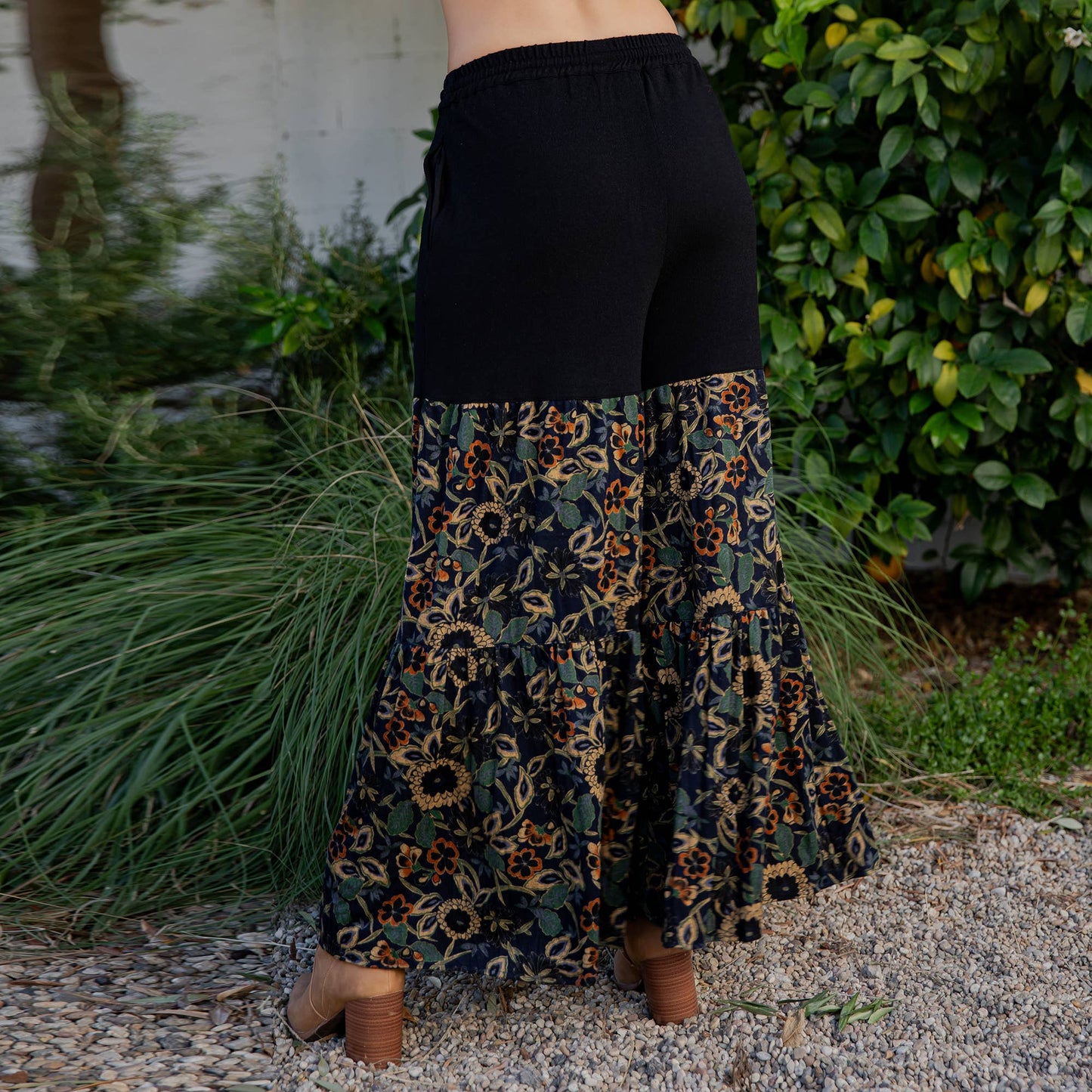 Runway-Ready Print Relaxed Drape Knit & Woven Pants