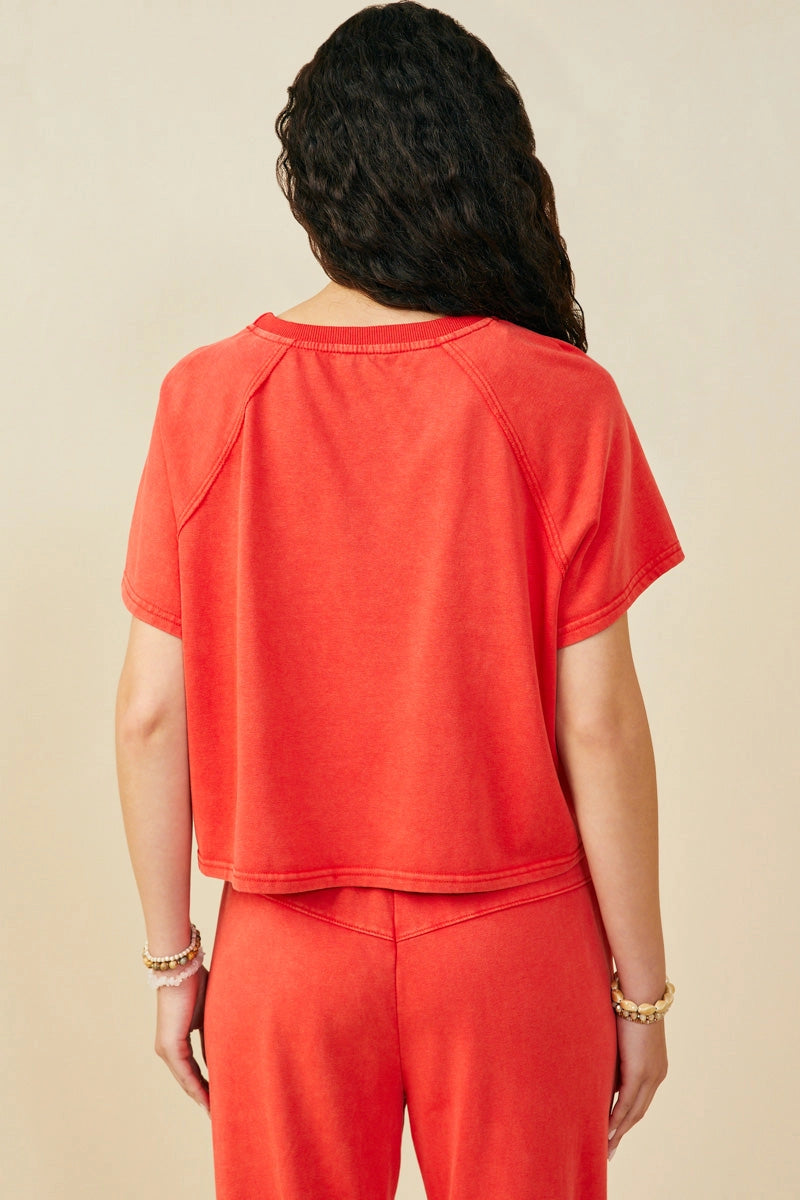 Washed Red Easygoing Knit Sweatshirt