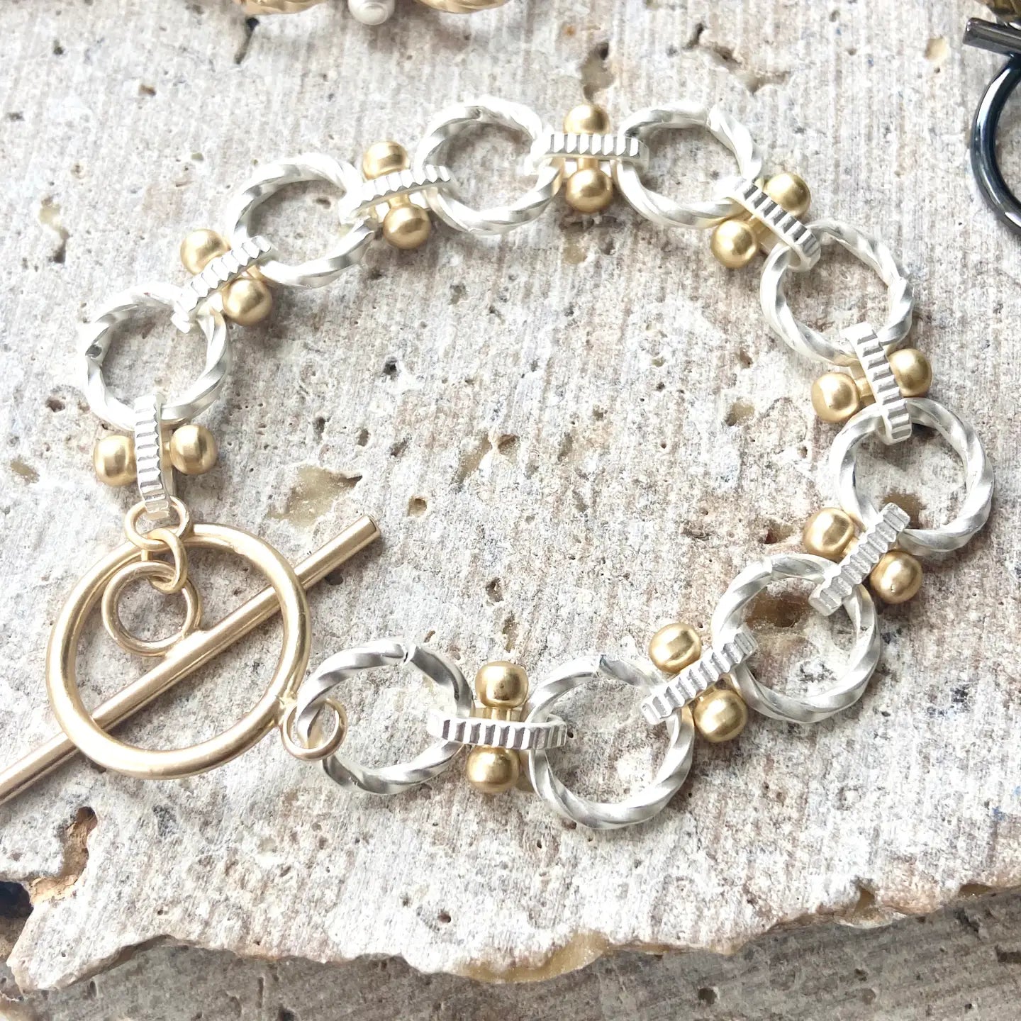Trendy Matte Silver & Gold Bracelet