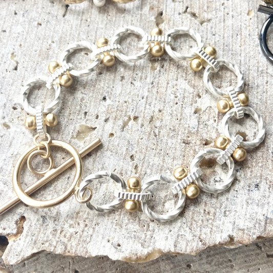 Trendy Matte Silver & Gold Bracelet