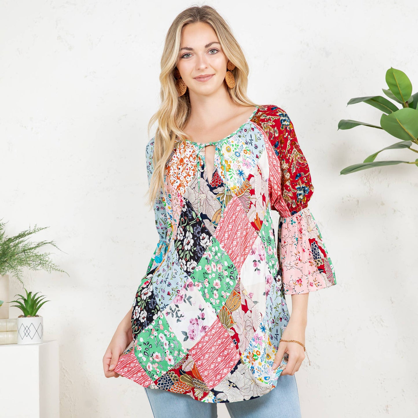 The Bohemian Patchwork Peasant Top