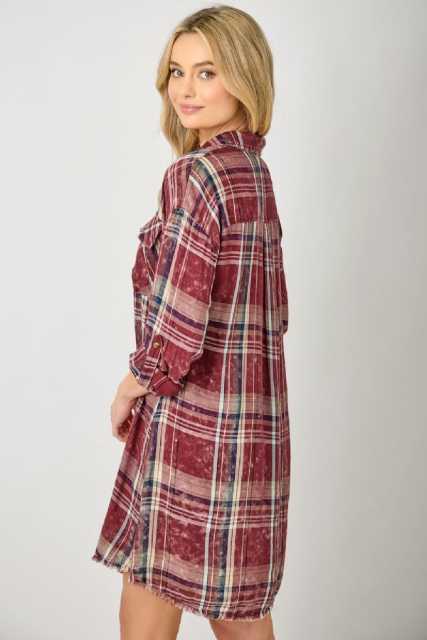 Laid-Back Layers Plaid Shirt Dress