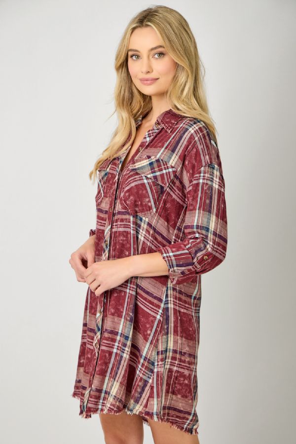 Laid-Back Layers Plaid Shirt Dress