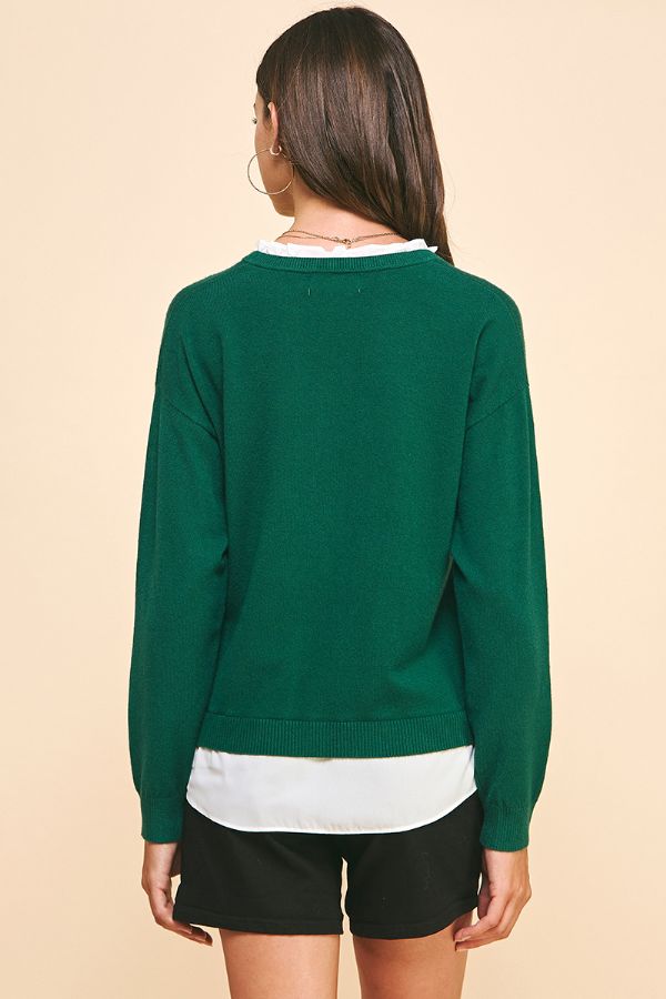 Evergreen Charm V-Neck Sweater