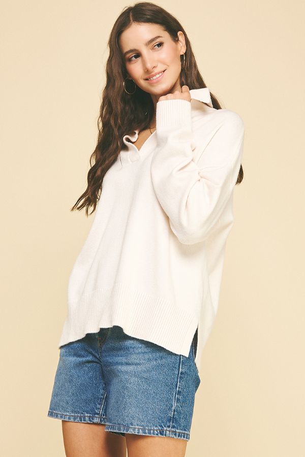 Effortless Charm Collared Sweater