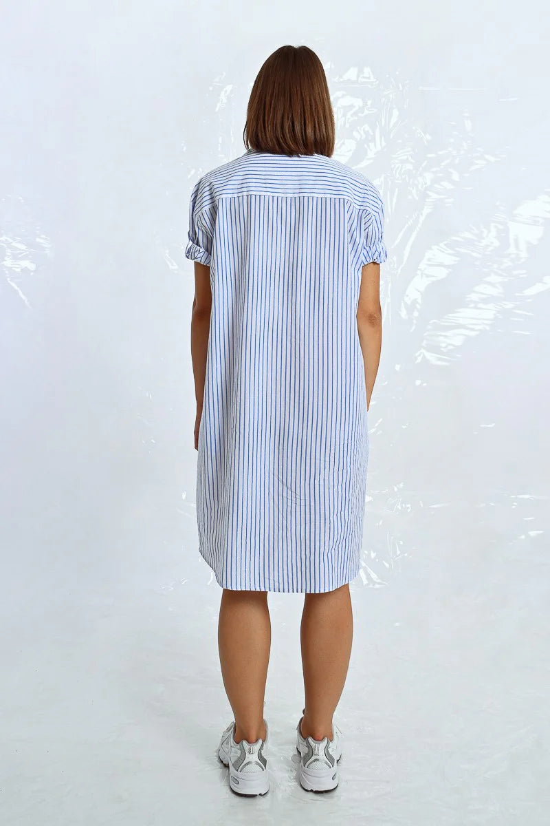 Iridescent Striped Shirt Dress