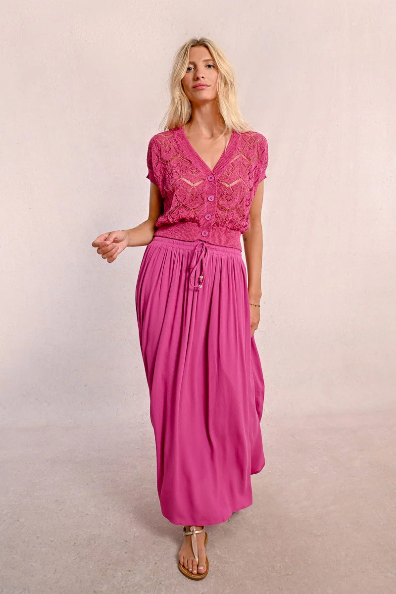Tie Waist Pleated Skirt