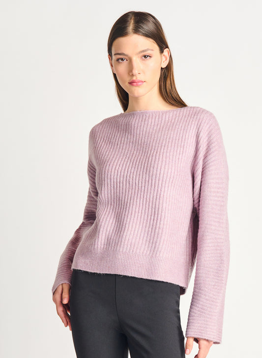 Lilac Melange Wide Ribbed Sweater