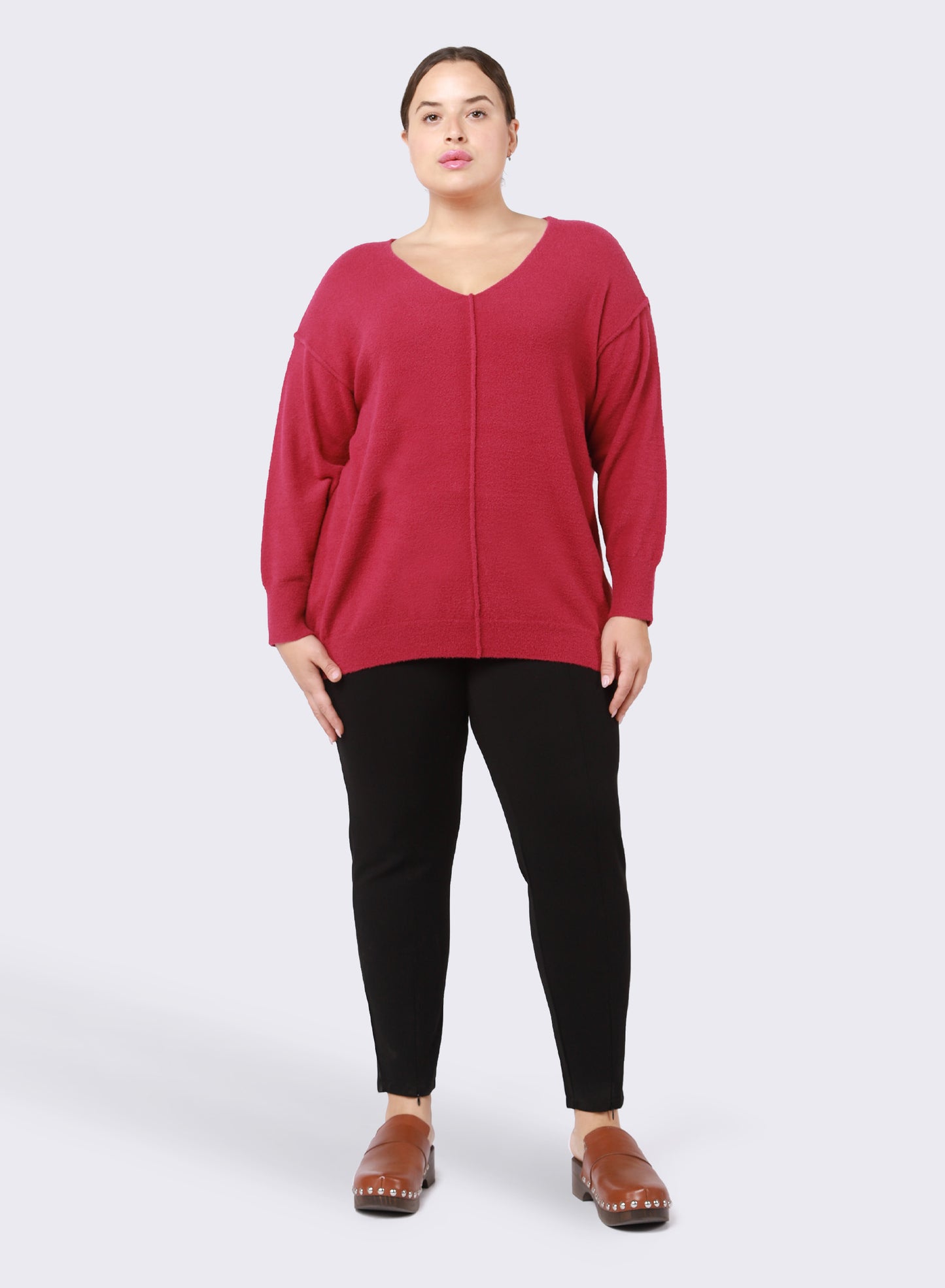Berry Bright Ultra Soft V-Neck Sweater