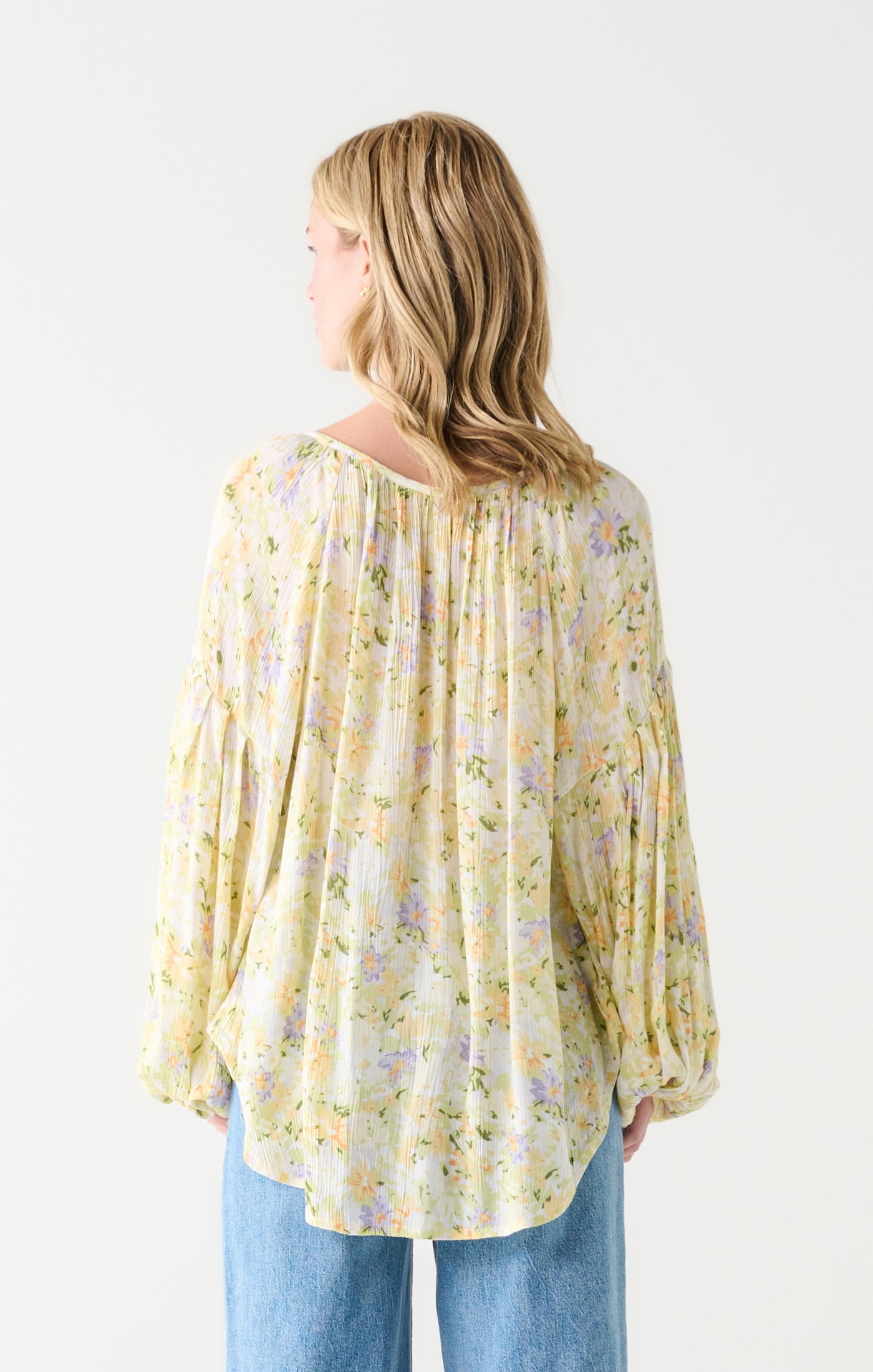 Green & Orange Floral Peasant Blouse