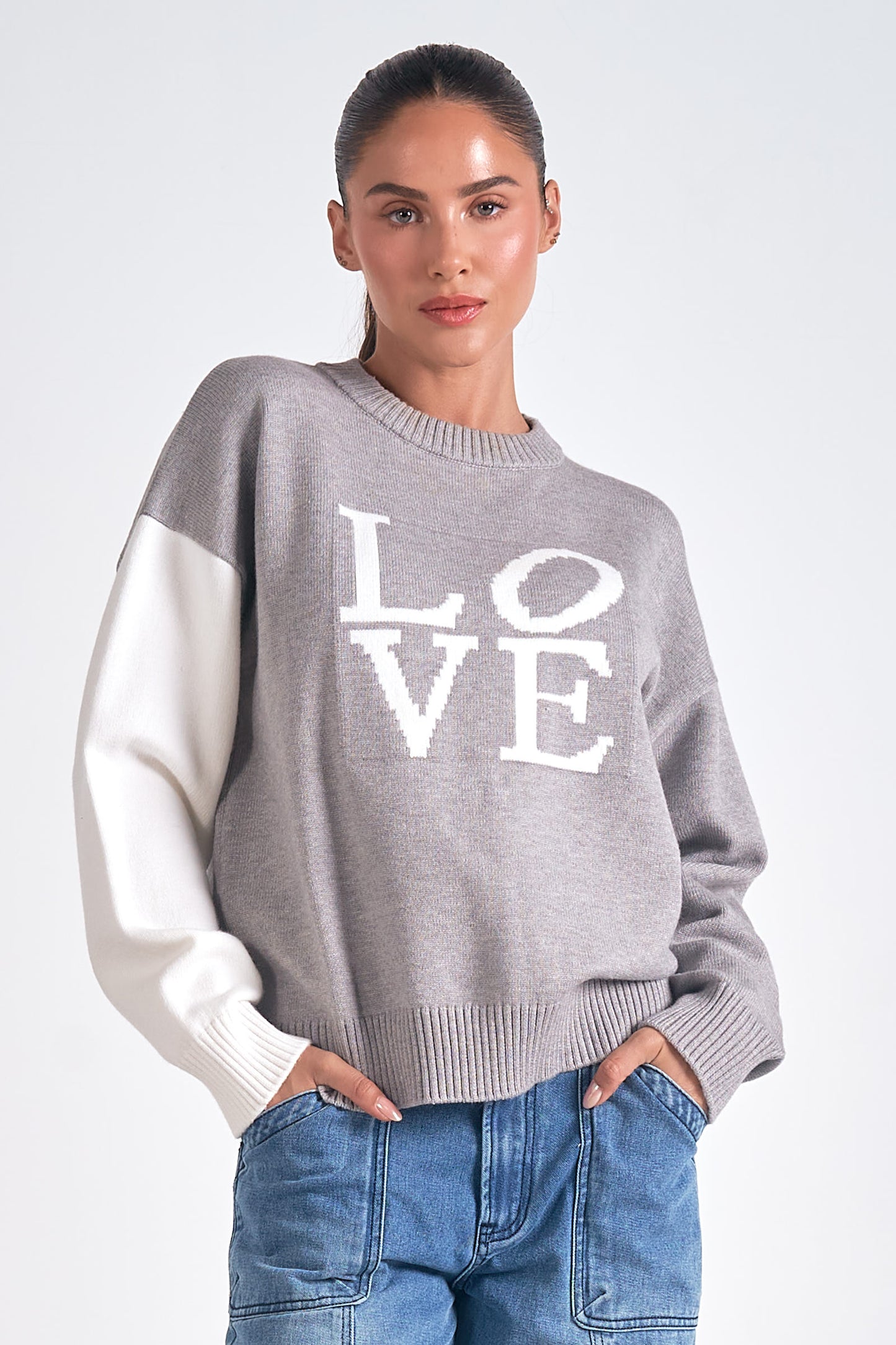 "Love" Color Block Sweater
