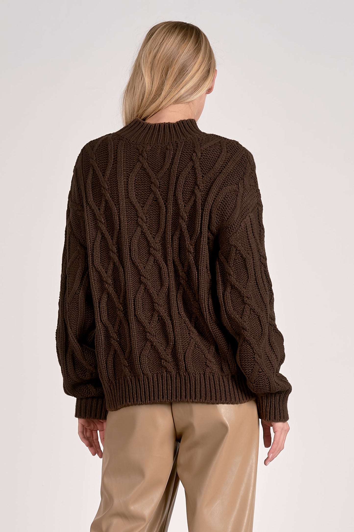 Cocoa Cable-Knit Chunky Sweater