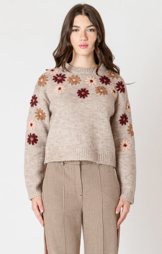 Floral Meadow Appliqué Sweater