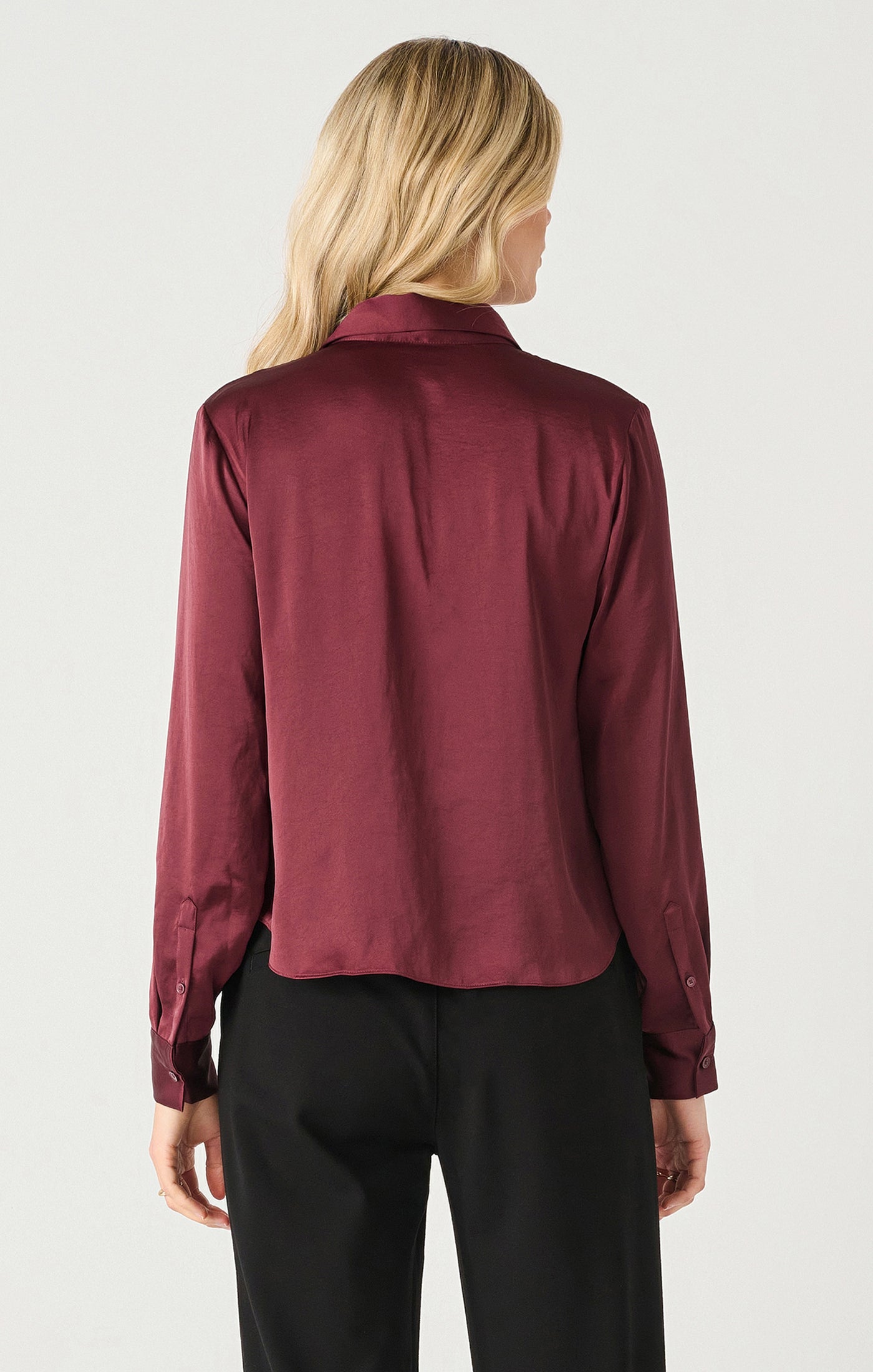 Long Sleeve Flowy Satin Blouse