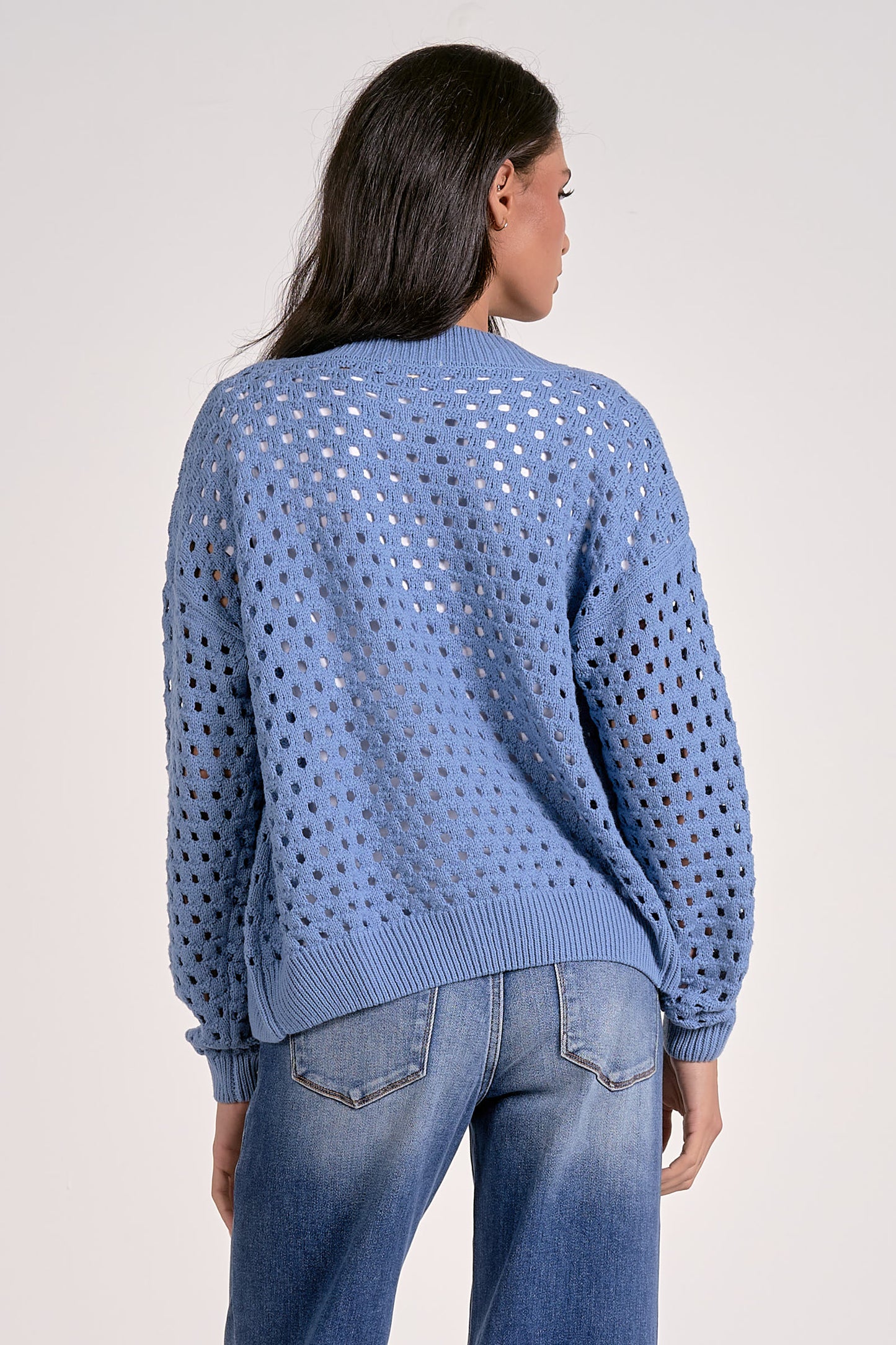 Breezy Beauty Open Weave Zip Sweater