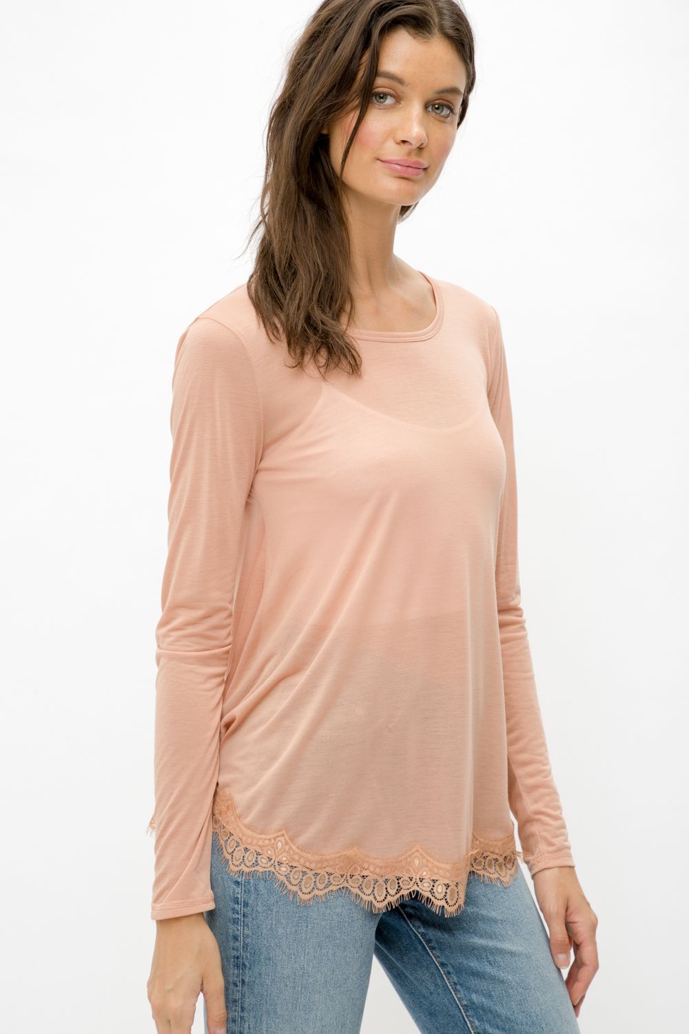 Crochet Bottom Scoop Neck Flare Tunic Top