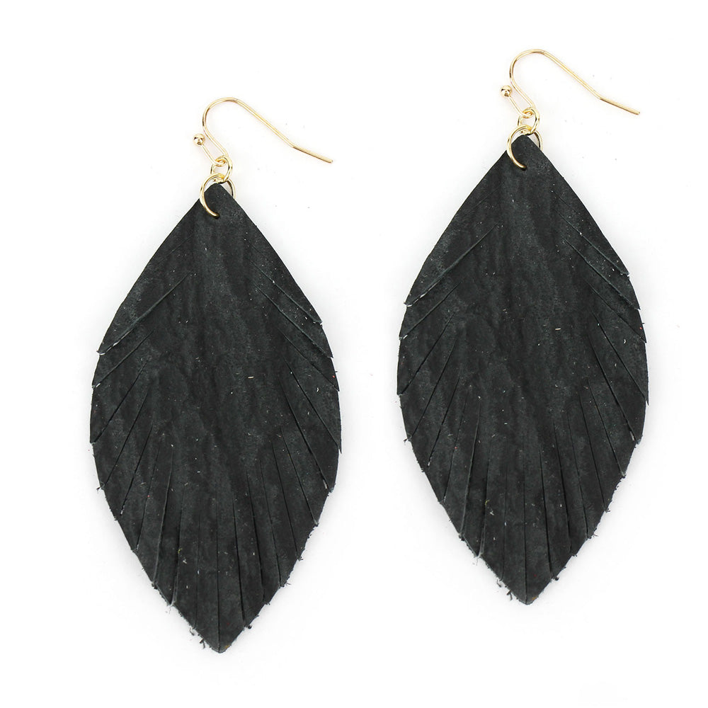 Snakeskin Leather Teardrop Earrings
