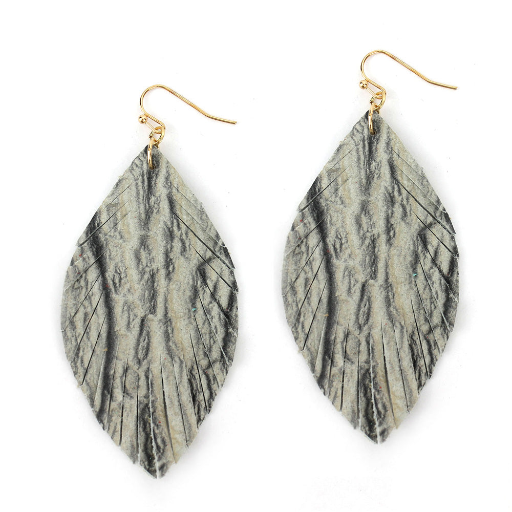 Snakeskin Leather Teardrop Earrings
