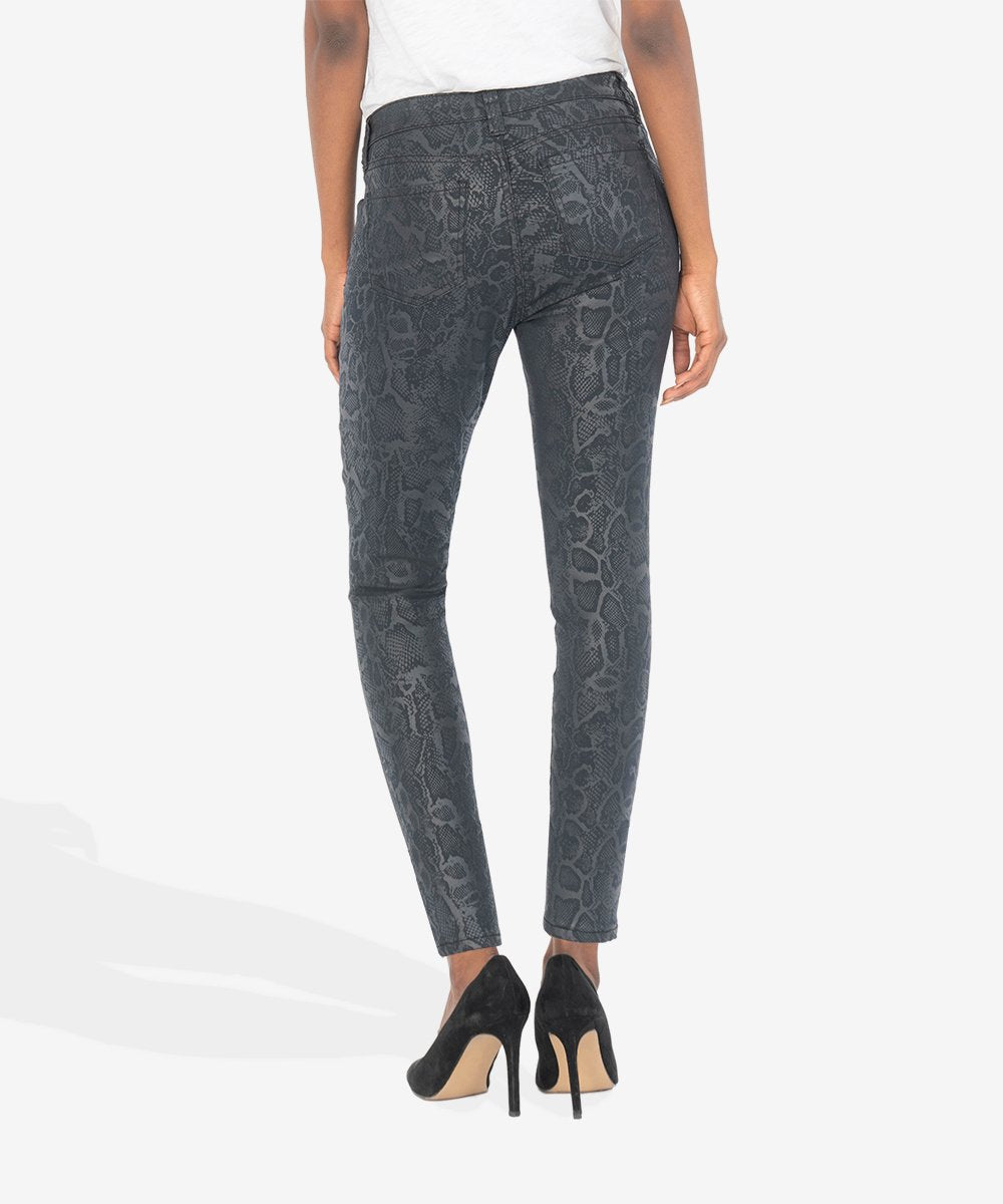 Kut From The Kloth Mia High Rise Fab Ab Slim Fit Skinny (Snakeskin Black)
