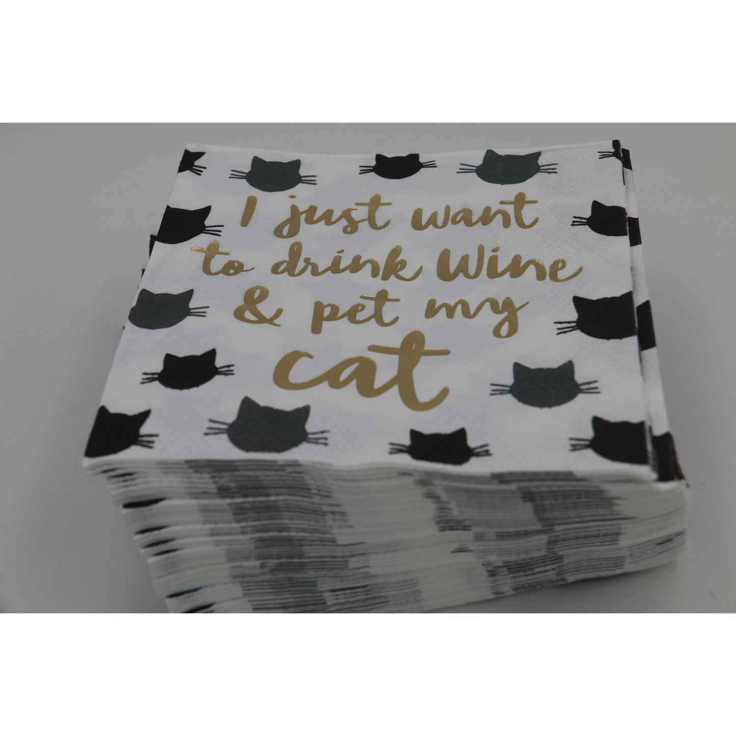 Drink Wine and Pet My Cat Cocktail Napkins