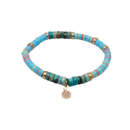 Designer Inspired Circle Charm Stretch Bracelet