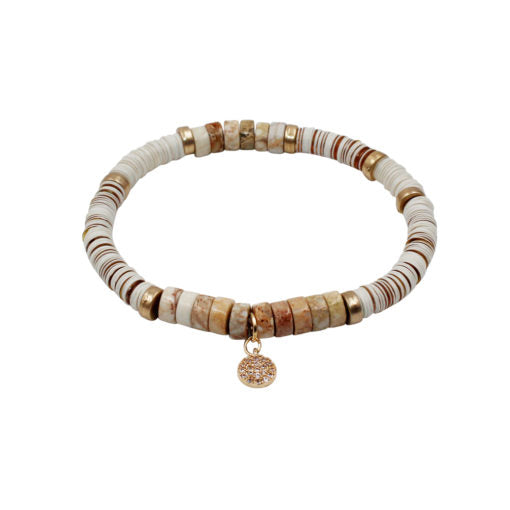 Designer Inspired Circle Charm Stretch Bracelet