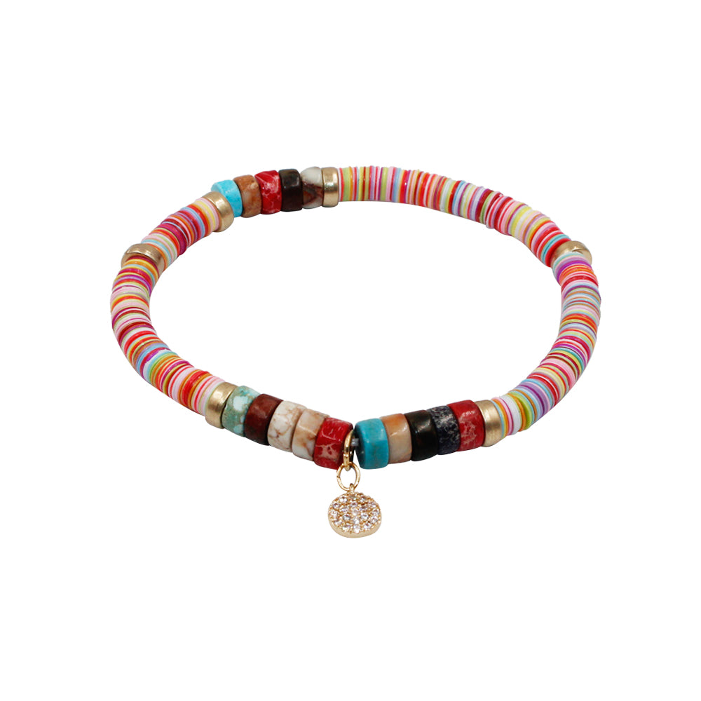 Designer Inspired Circle Charm Stretch Bracelet