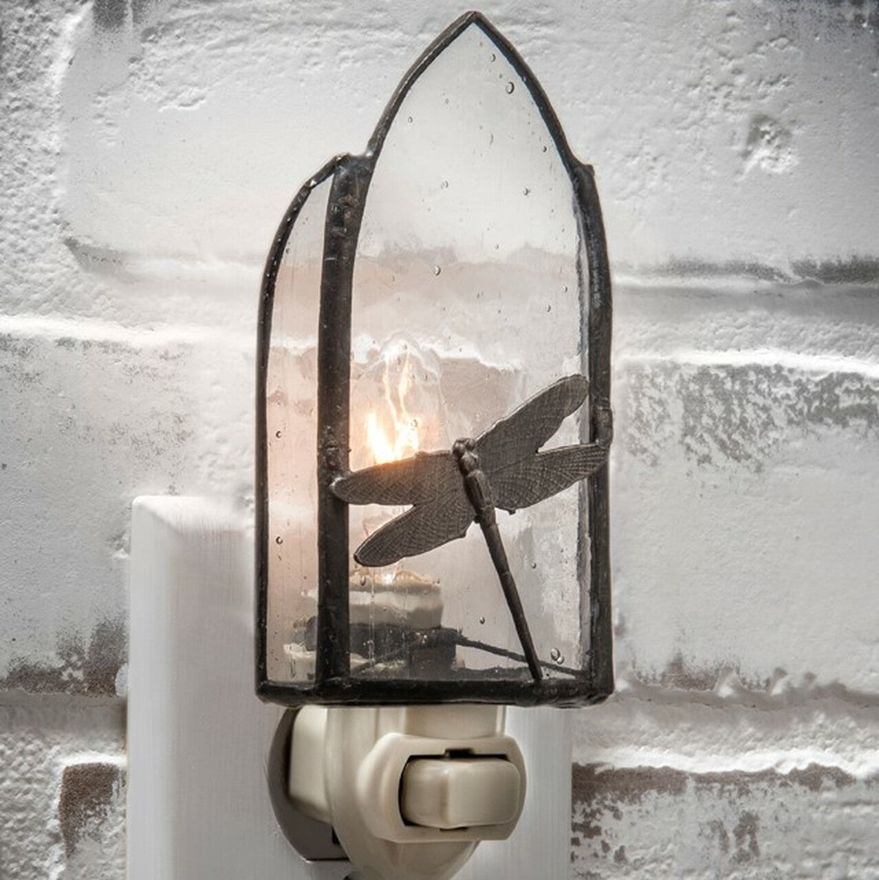 Dragonfly Filigree Night Light Clear Stained Glass