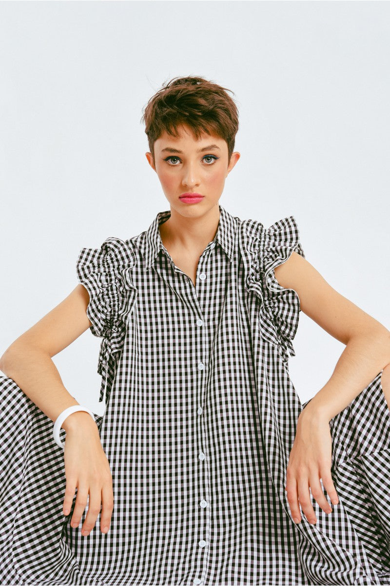 Mini Gingham Shirt Dress