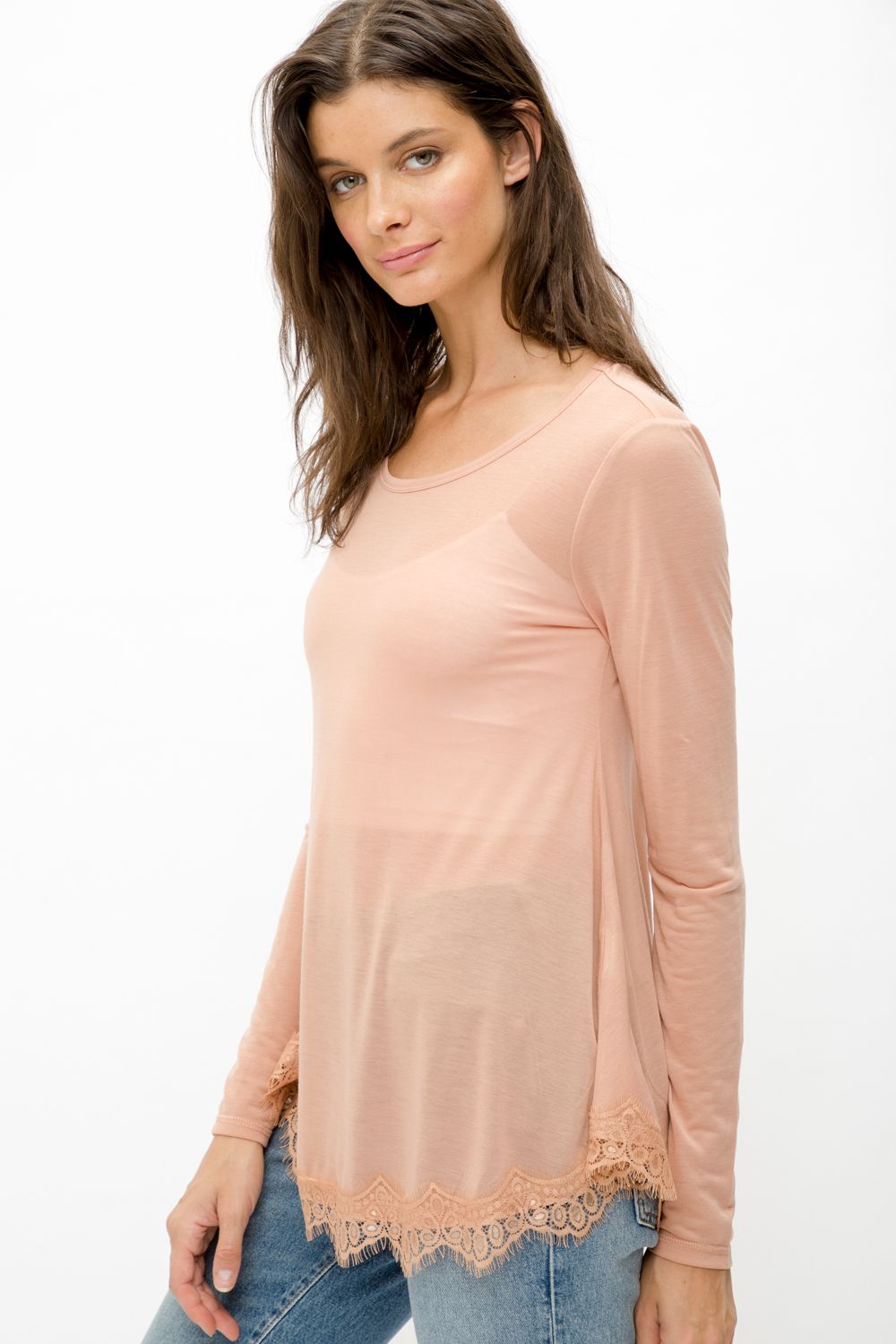 Crochet Bottom Scoop Neck Flare Tunic Top