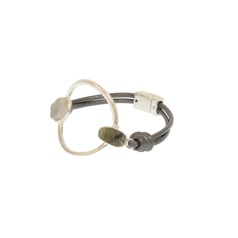 Leather & Oval Bracelet