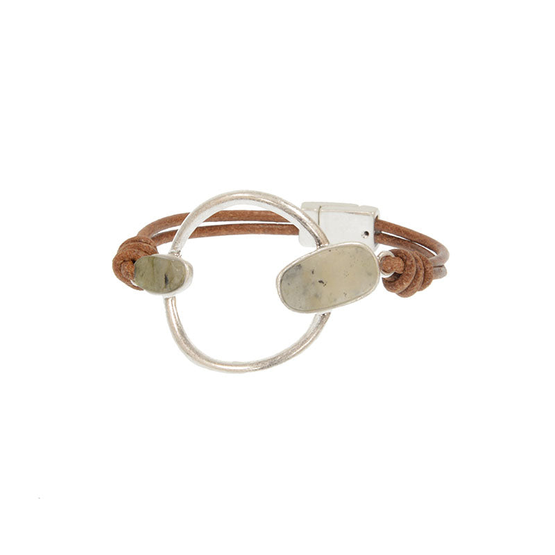 Leather & Oval Bracelet
