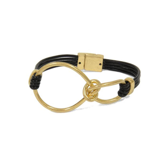 Knotted Rings Leather Bracelet