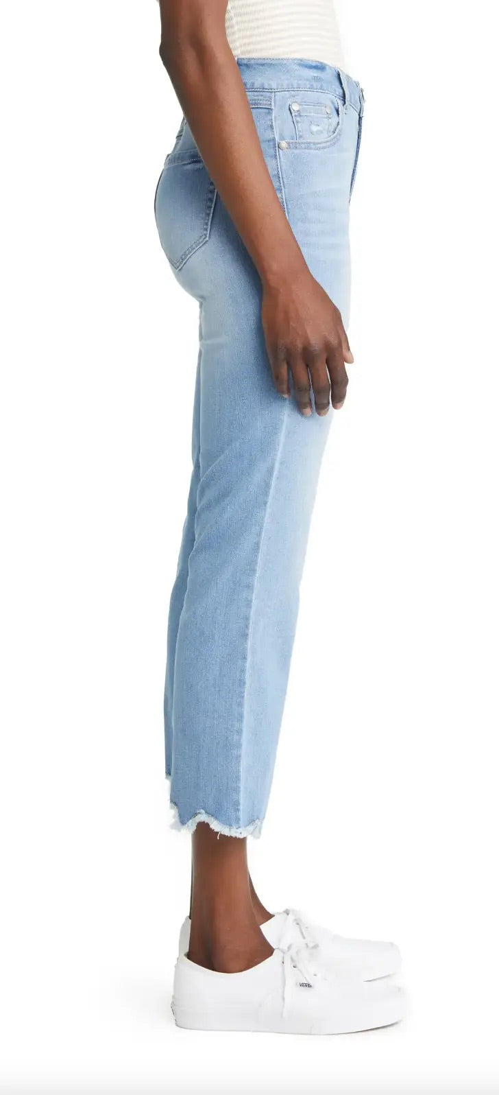 High Rise Capri With Scallop Fray Hem