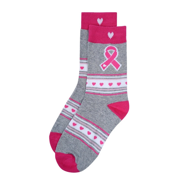 Women's Breast Cancer Hearts & Ribbons Novelty Socks
