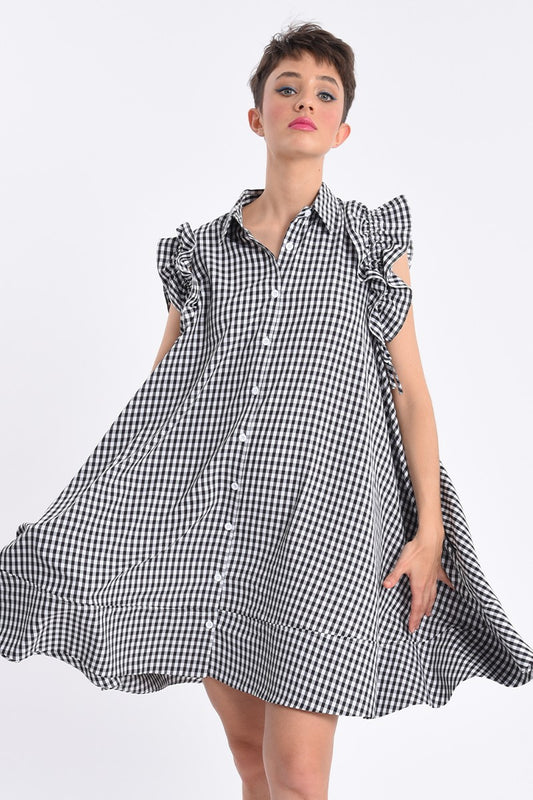 Mini Gingham Shirt Dress