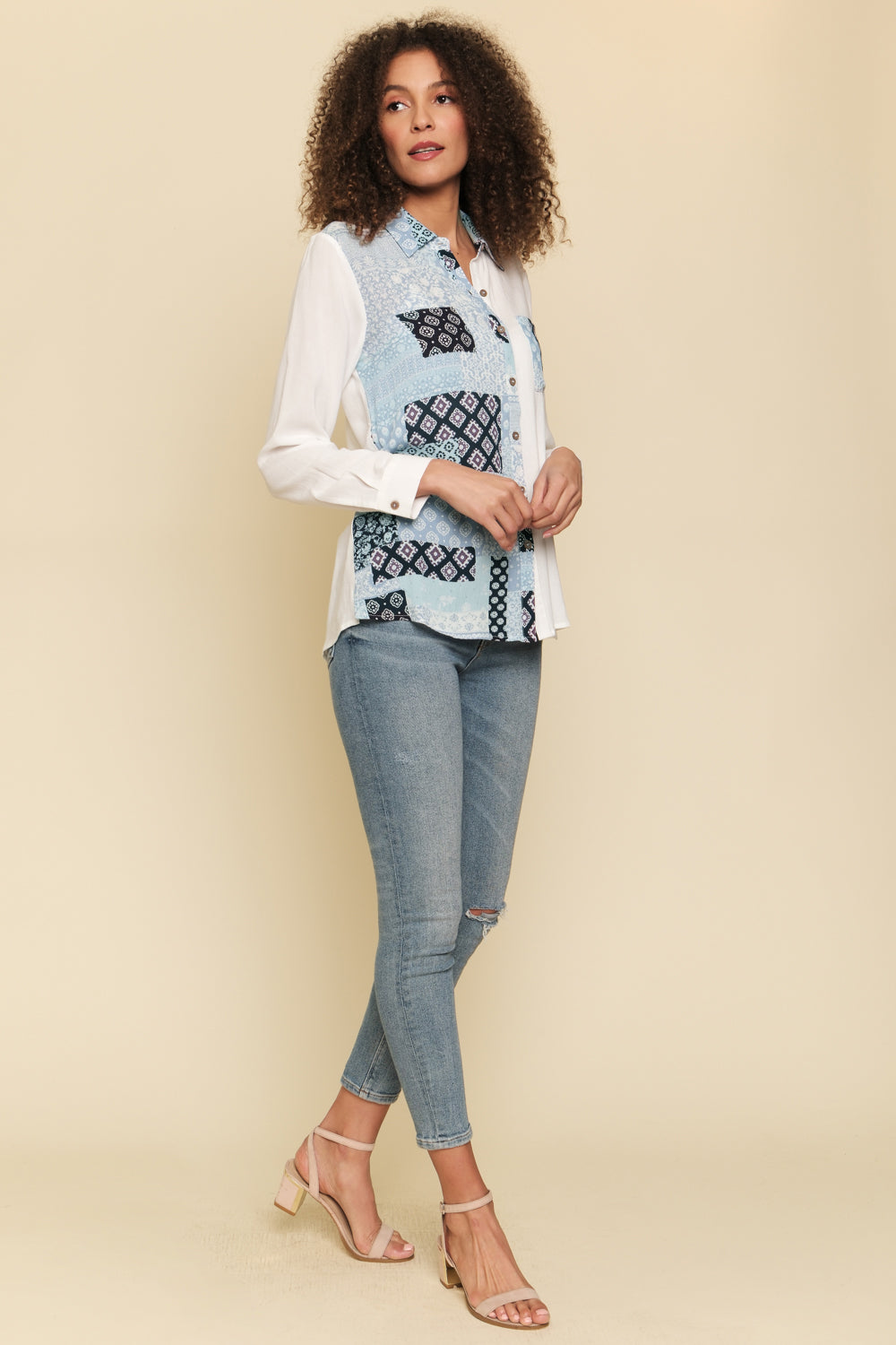 Mixed Motif Button Down Shirt